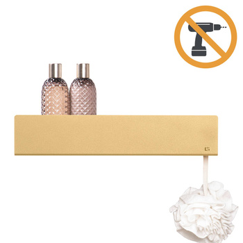 Samoprzylepna złota półka łazienkowa pod prysznic, lustro, nad wannę ISLA