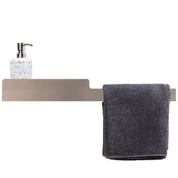 Biała półka łazienkowa Naomi 60 cm z uchwytem na ręcznik - szkło lacobel beżowy