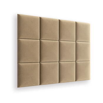 Zestaw 12x Panele Tapicerowane 30x30 cm Wezgłowie Gładkie Kwadrat Beżowy