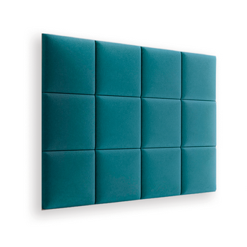 Zestaw 12x Panele Tapicerowane 30x30 cm Wezgłowie Gładkie Kwadrat Turkusowy