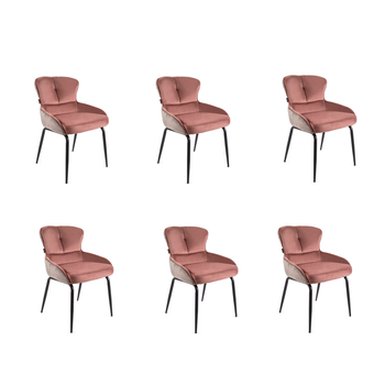 Krzesło tapicerowane, fotel Milano velvet pudrowy róż - 6 szt