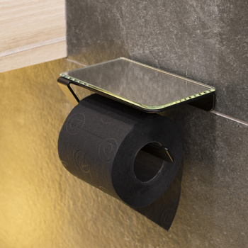 Czarny Uchwyt na papier toaletowy PIXEL lacobel lustro