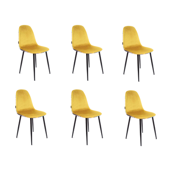 Krzesło Fiore Floral velvet żółte - 6 sztuk
