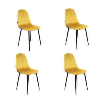Krzesło Fiore Floral velvet żółte - 4 sztuki