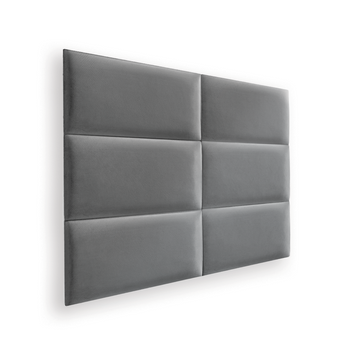 Zestaw 6x Panele Tapicerowane 60x30 cm Wezgłowie Gładkie Szary