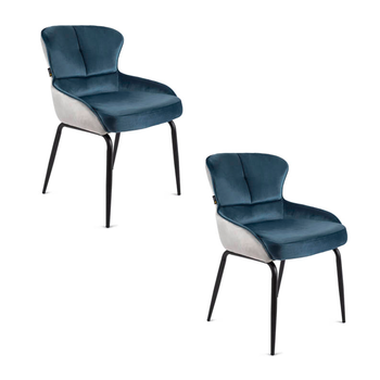 Krzesło tapicerowane, fotel Milano velvet niebieski - 2 sztuki