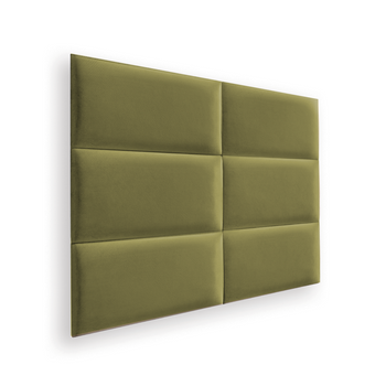 Zestaw 6x Panele Tapicerowane 60x30 cm Wezgłowie Gładkie Oliwkowy