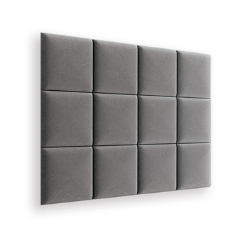 Zestaw 12x Panele Tapicerowane 30x30 cm Wezgłowie Gładkie Kwadrat Szary