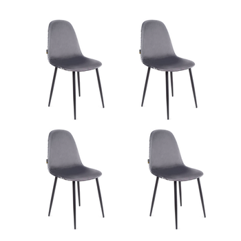 Krzesło Fiore Floral velvet szare - 4 sztuki
