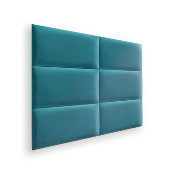 Zestaw 6x Panele Tapicerowane 60x30 cm Wezgłowie Gładkie Turkusowy