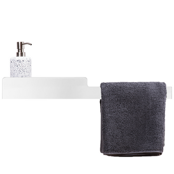 Czarna półka łazienkowa Naomi 60 cm z uchwytem na ręcznik - szkło lacobel biały