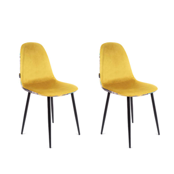 Krzesło Fiore Floral velvet żółte - 2 sztuki