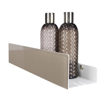 Biała półka łazienkowa pod prysznic, lustro, nad wannę ISLA - lacobel beżowy