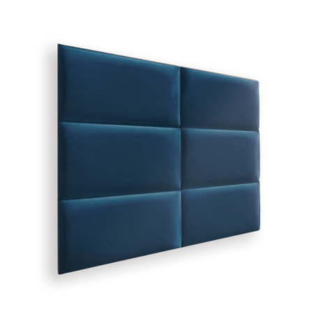 Zestaw 6x Panele Tapicerowane 60x30 cm Wezgłowie Gładkie Niebieski